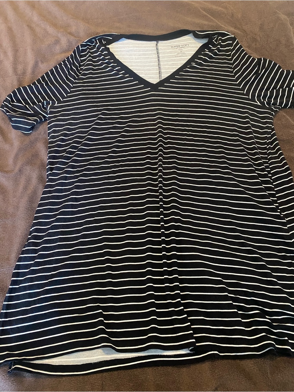 torrid Black and White Striped V-Neck Knit Top